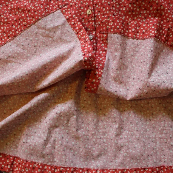 Cotton Orange Floral Short Sleeved Button Up French Style Dress - Picture 7 of 8